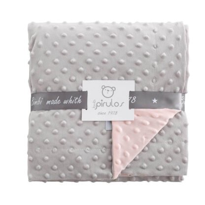 Manta Microfibra Dots Gris Rosa