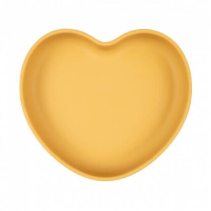 Plato de silicona con ventosa Corazón Mostaza