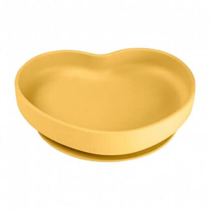 Plato de silicona con ventosa Corazón Mostaza - Imagen 2