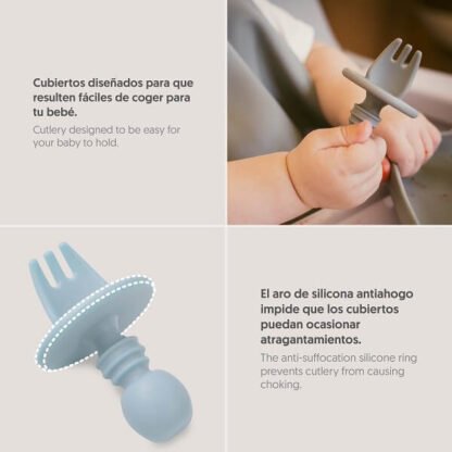 Cubiertos Aprendizaje Silicona Azul