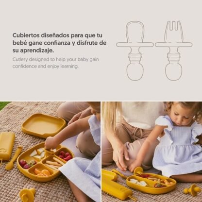 Cubiertos Aprendizaje Silicona Mostaza