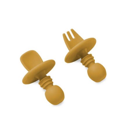 Cubiertos Aprendizaje Silicona Mostaza