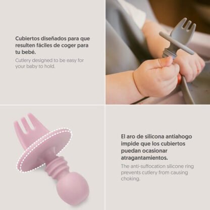 Cubiertos Aprendizaje Silicona Rosa Maquillaje