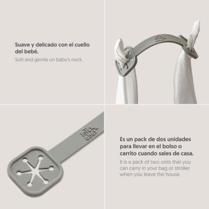 Pack Sujeta Baberos Silicona Gris