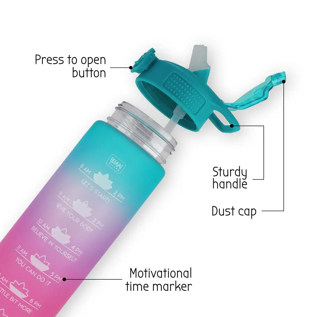 Botella Goal 1L Azul y Rosa