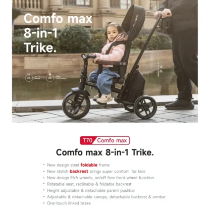Triciclo Evolutivo Qplay Comfo Max 8 en 1 Black