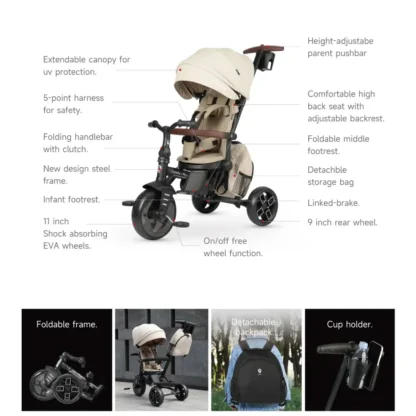 Triciclo Evolutivo Qplay Comfo Max 8 en 1 Black