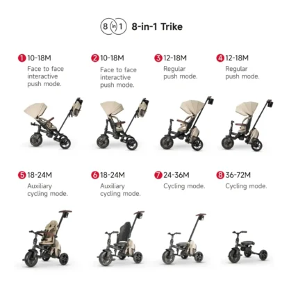 Triciclo Evolutivo Qplay Comfo Max 8 en 1 Black