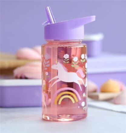 Botella Plástico Pajita Unicornios