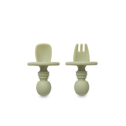 Cubiertos Aprendizaje Silicona Verde Oliva