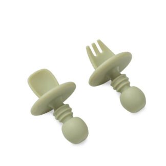 Cubiertos Aprendizaje Silicona Verde Oliva