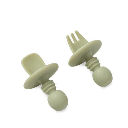 Cubiertos Aprendizaje Silicona Verde Oliva