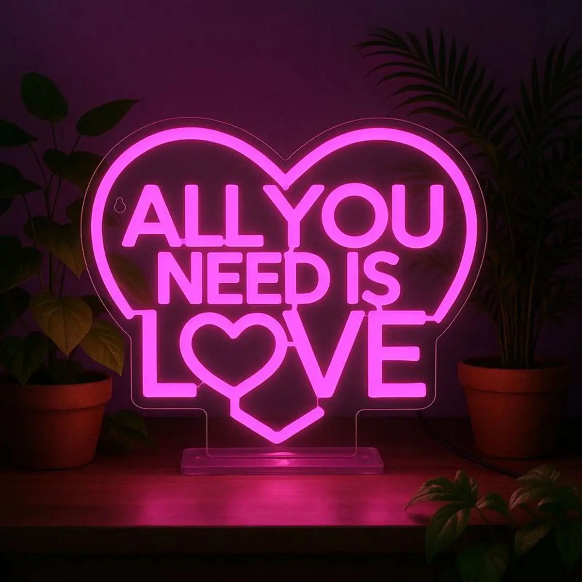 Lámpara Led Efecto Neón All You Need is Love