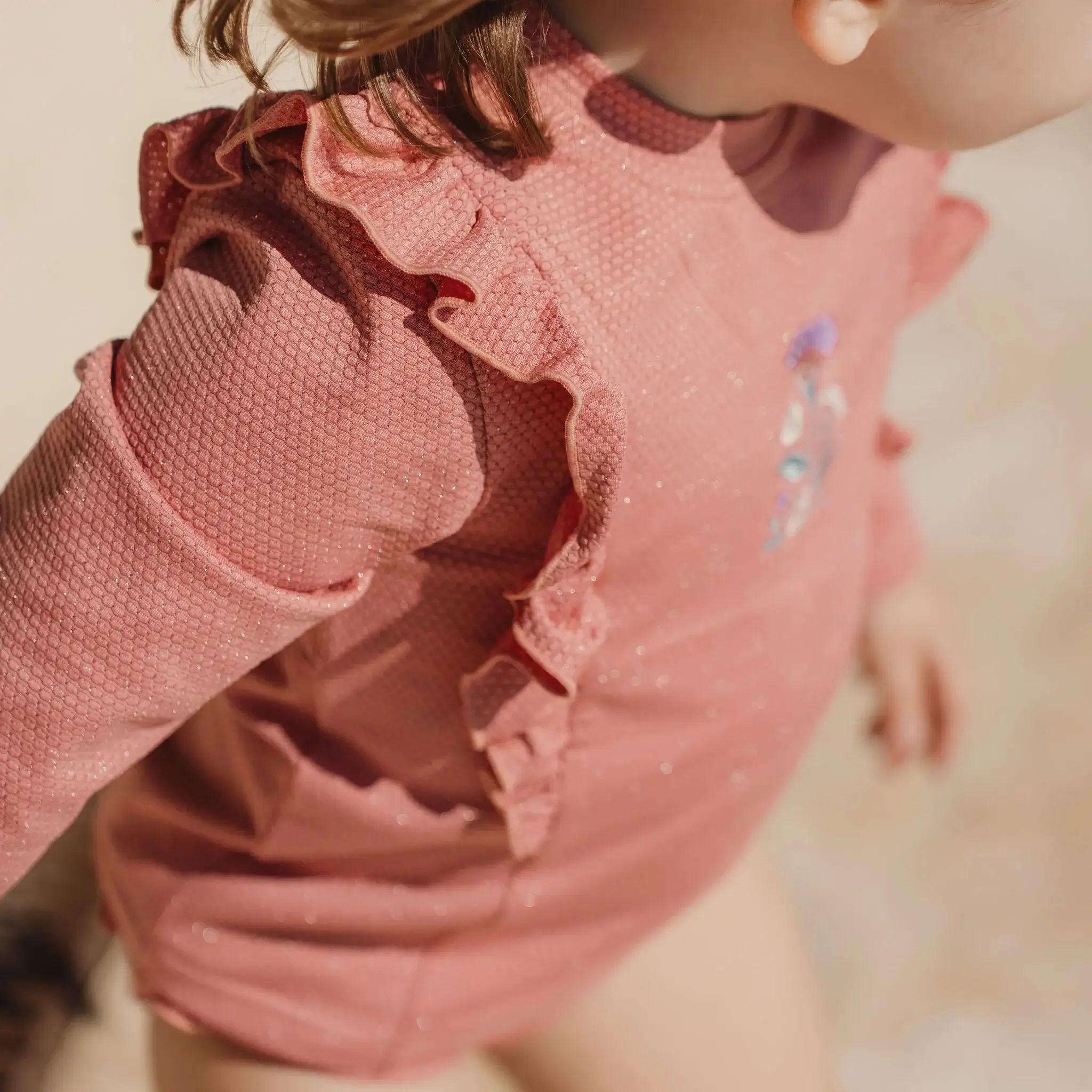 Camiseta baño Manga Larga Rosa Brillante