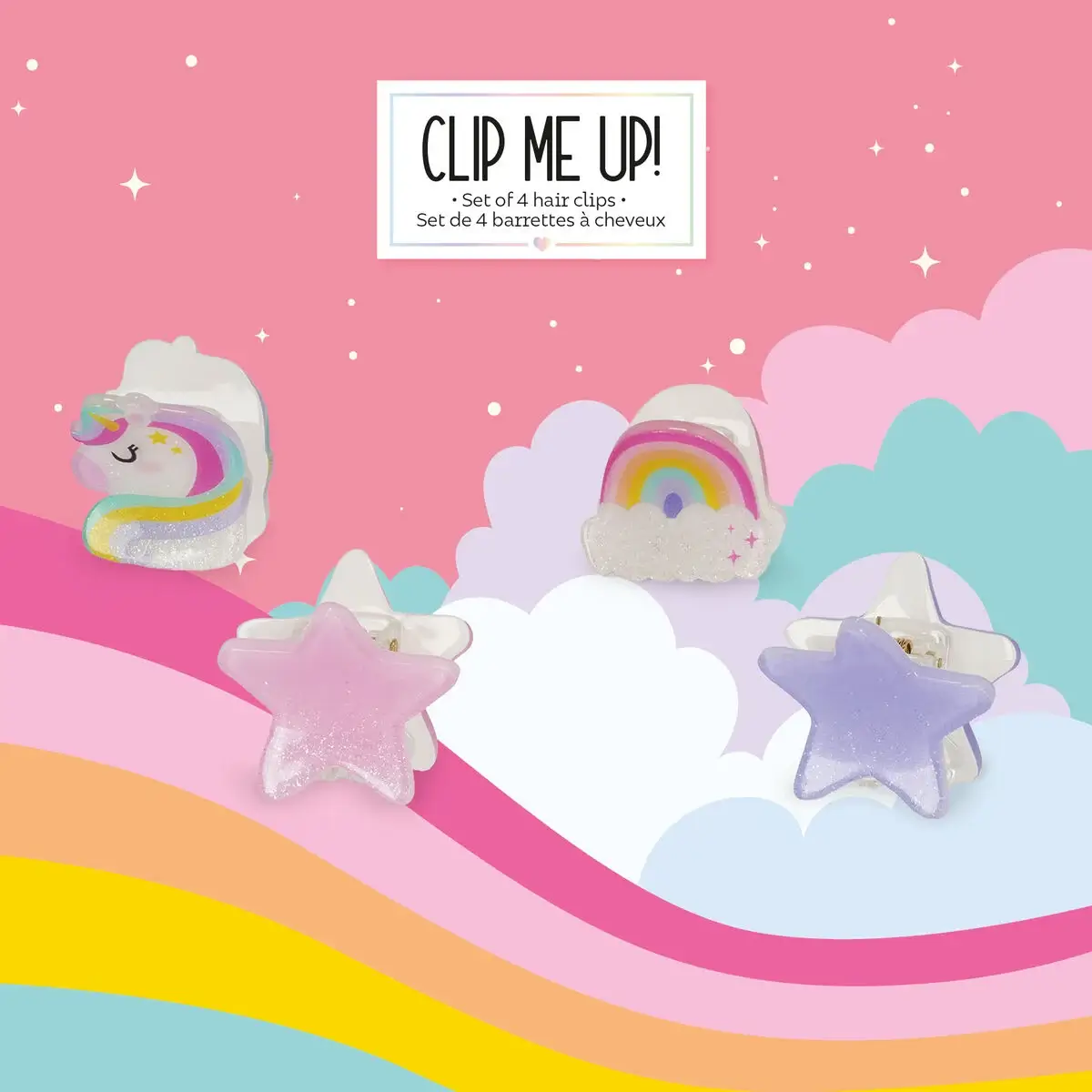 Set de 4 Mini Pinzas Para Pelo Unicorn