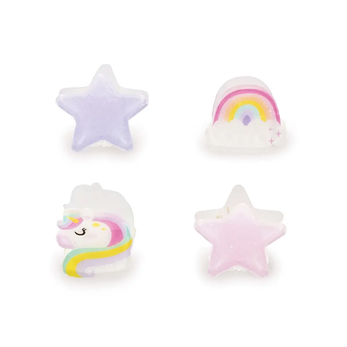 Set de 4 Mini Pinzas Para Pelo Unicorn