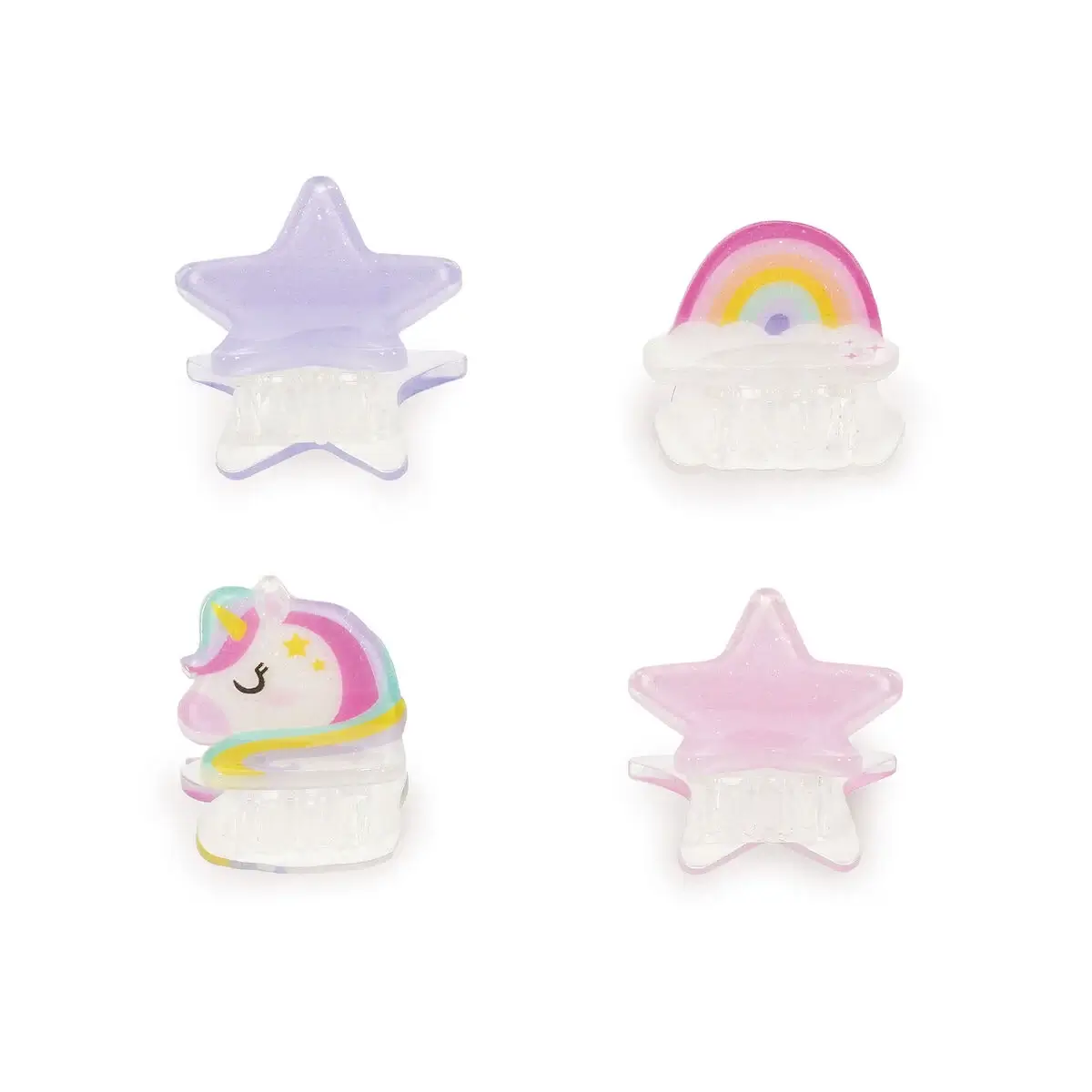 Set de 4 Mini Pinzas Para Pelo Unicorn