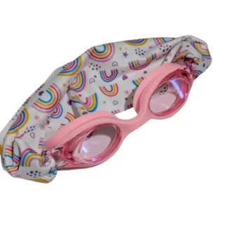 Gafas de Natación Infantiles Rosa con Turbante Arcoiris
