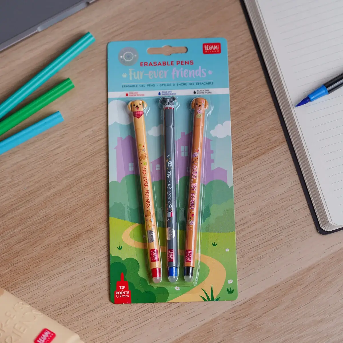 Set de 3 Bolígrafos de Gel Borrables Fur-ever Friends