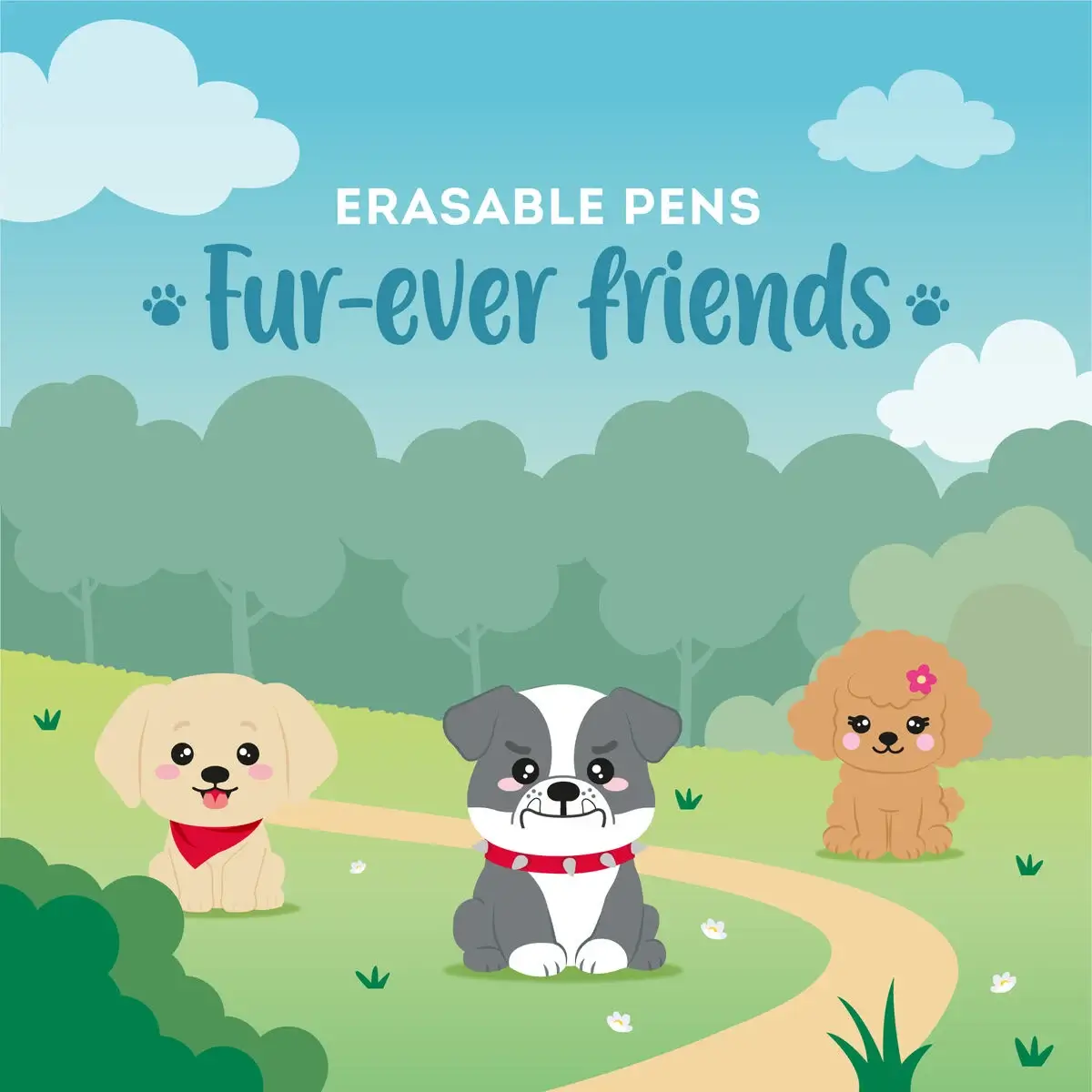 Set de 3 Bolígrafos de Gel Borrables Fur-ever Friends