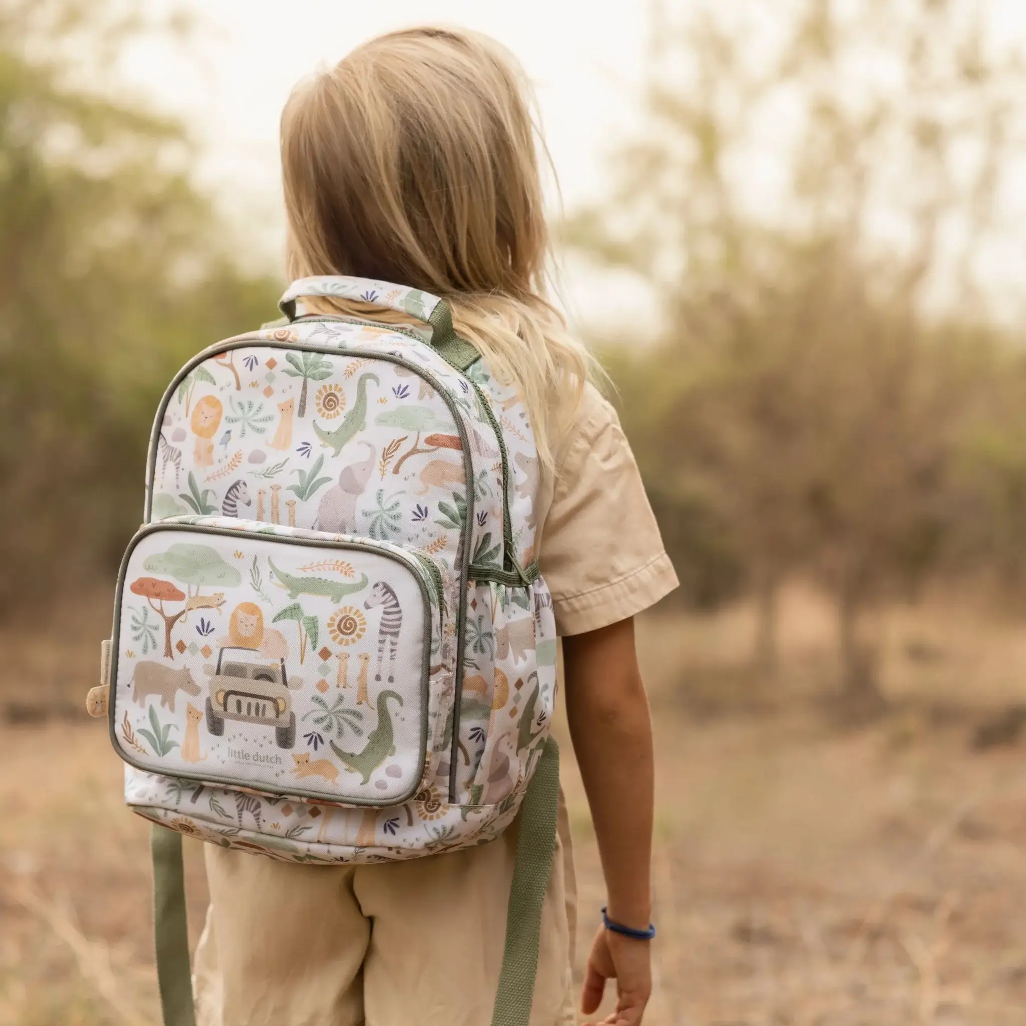 Mochila Infantil Safari Friends Blanca 35 cm