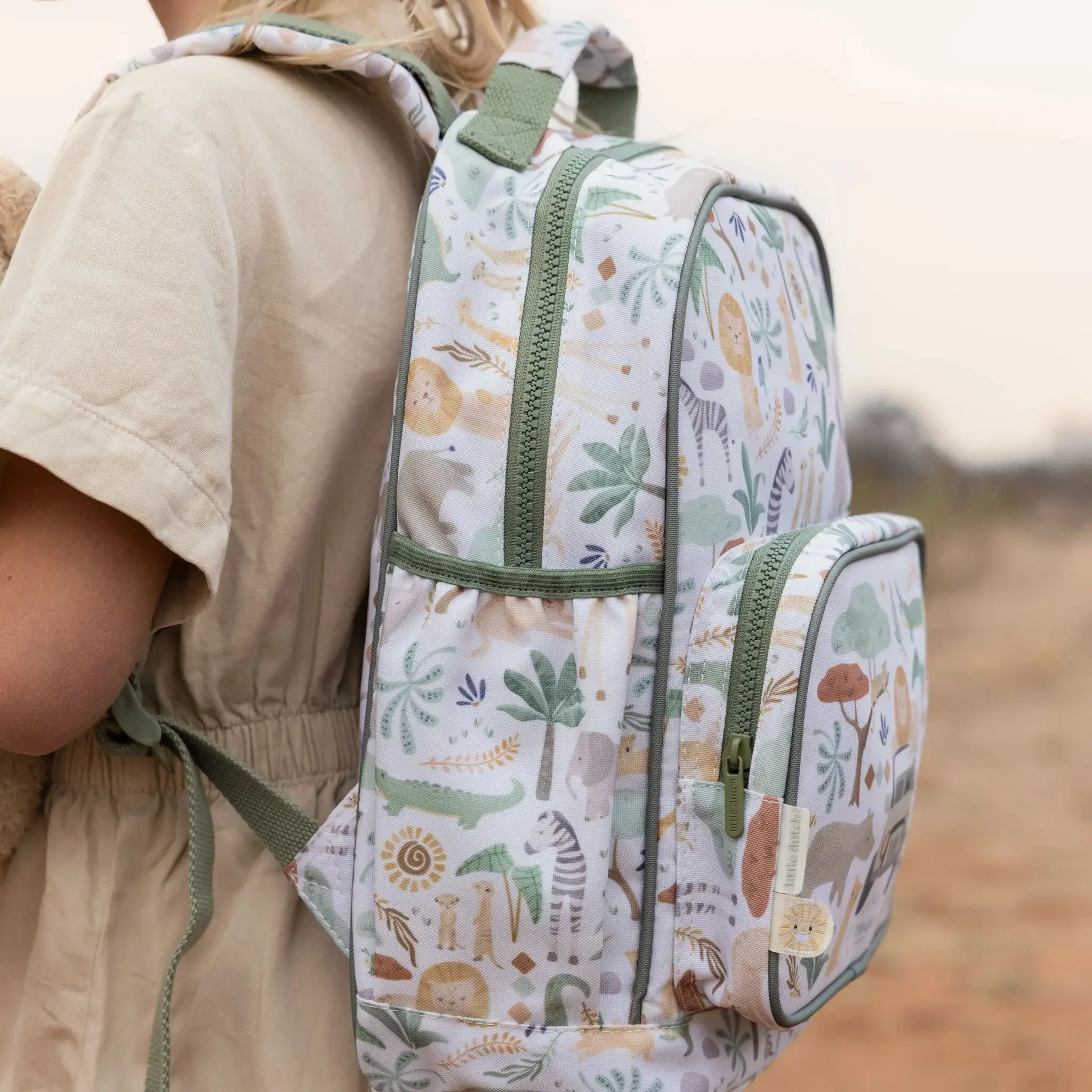 Mochila Infantil Safari Friends Blanca 35 cm
