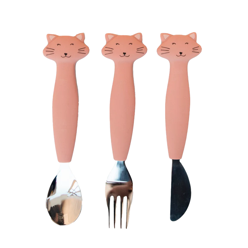 Cubiertos Acero y Silicona Mrs Cat