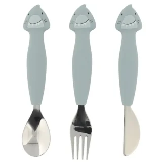 Cubiertos Acero y Silicona Mr Shark