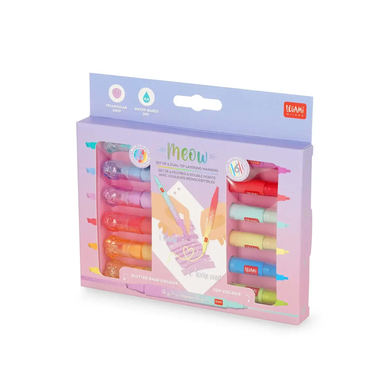 Set de 6 Rotuladores de Doble Punta con Colores Superponibles Meow