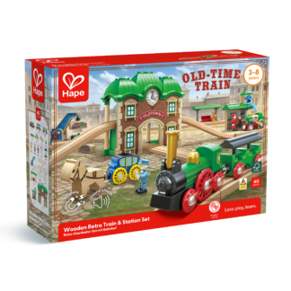 Set Tren Madera Retro con Estación