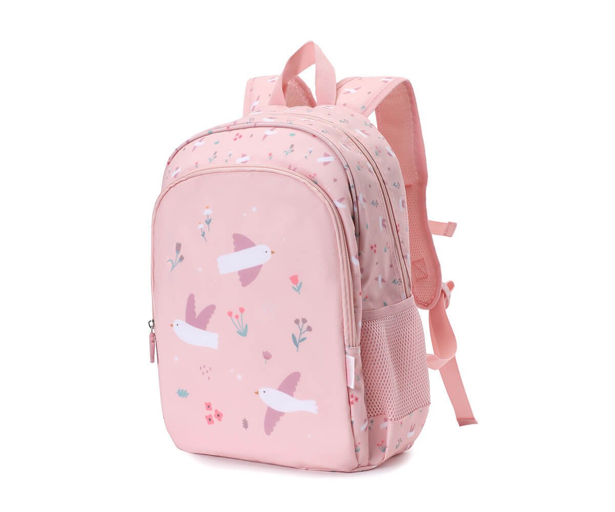 Mochila Mediana Blossom Birds y Llavero