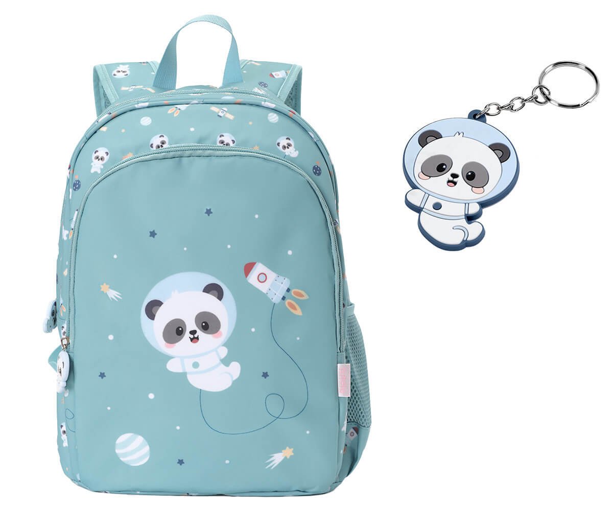 Mochila Mediana Pandas in Space y Llavero