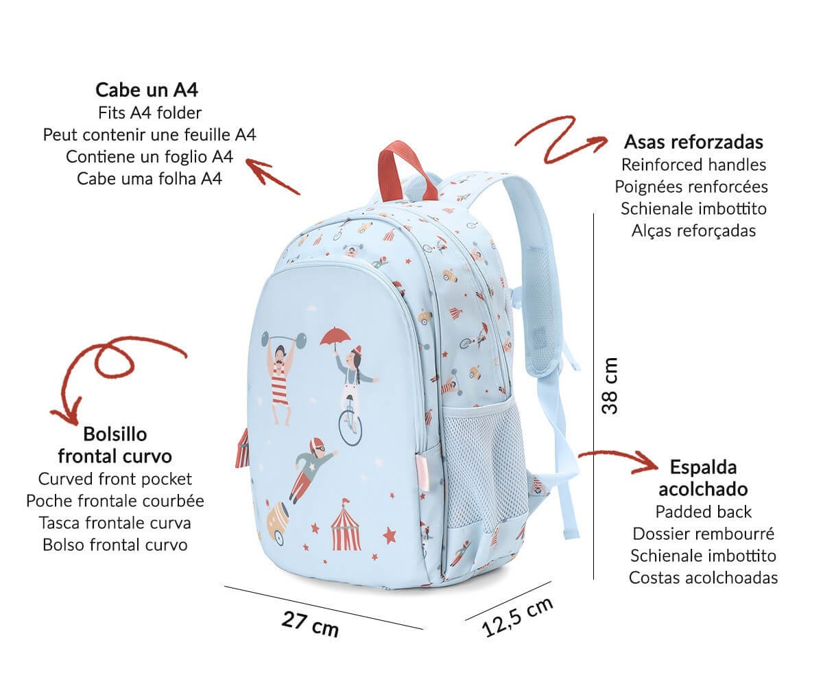 Mochila Mediana Circus Show y Llavero