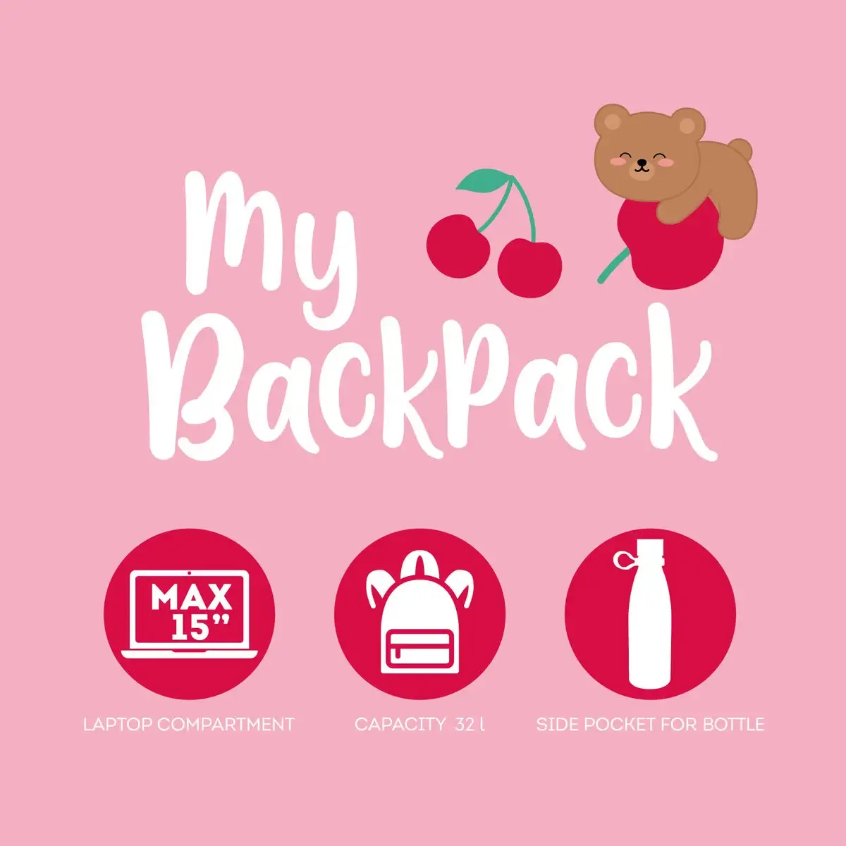 Mochila Tedy Bear Cherry
