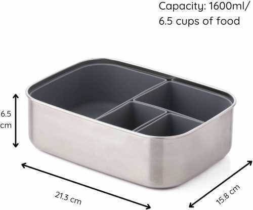 Lunchbox Grande 4 Organizadores Gris