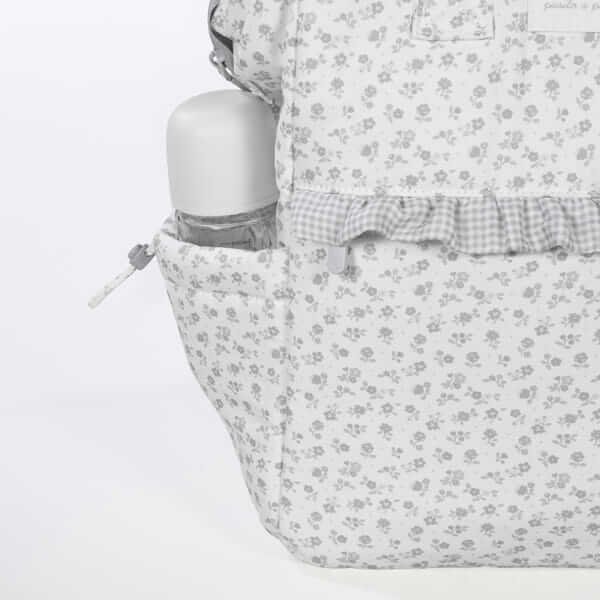 Mochila Little Bloom Flor Gris