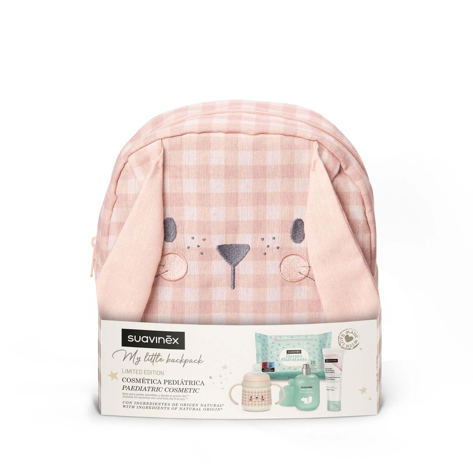 Mochila Infantil Conejo con Cosmética y Biberón