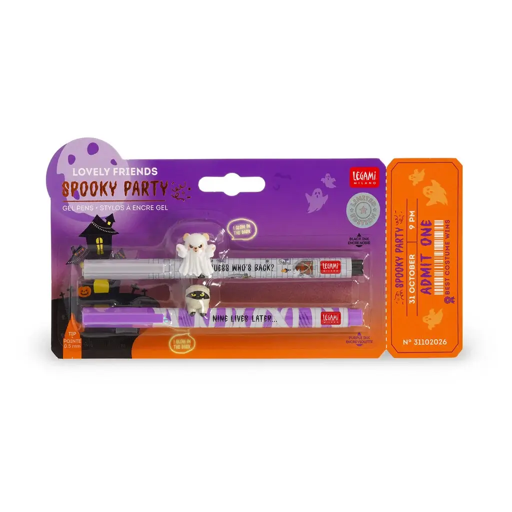 Set de 2 Bolígrafos Gel con Animal Decorativo Lovely Friends Spooky Party