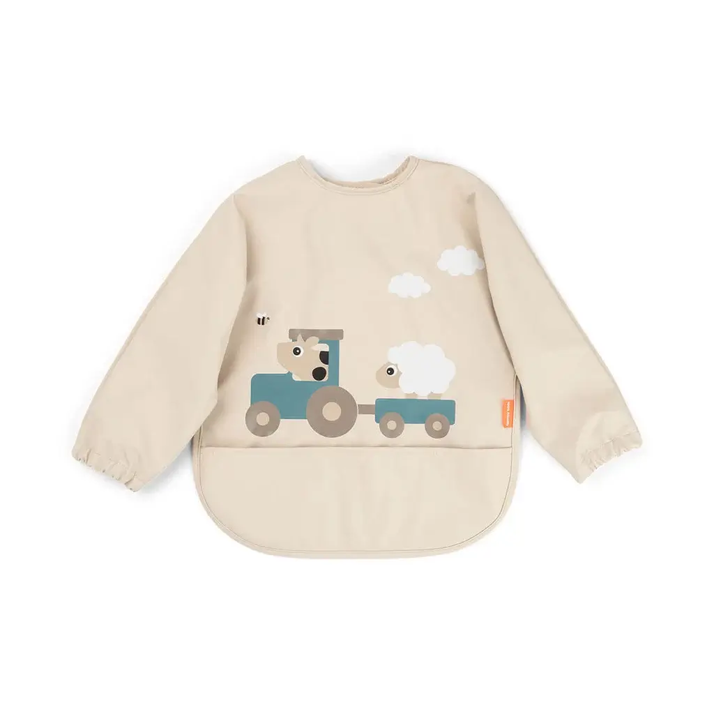 Babero con bolsillo y mangas Tiny Fram Sand