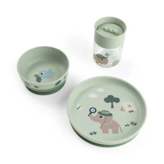 Set de Vajilla Foodie con Vaso 360° Tiny Trails Green