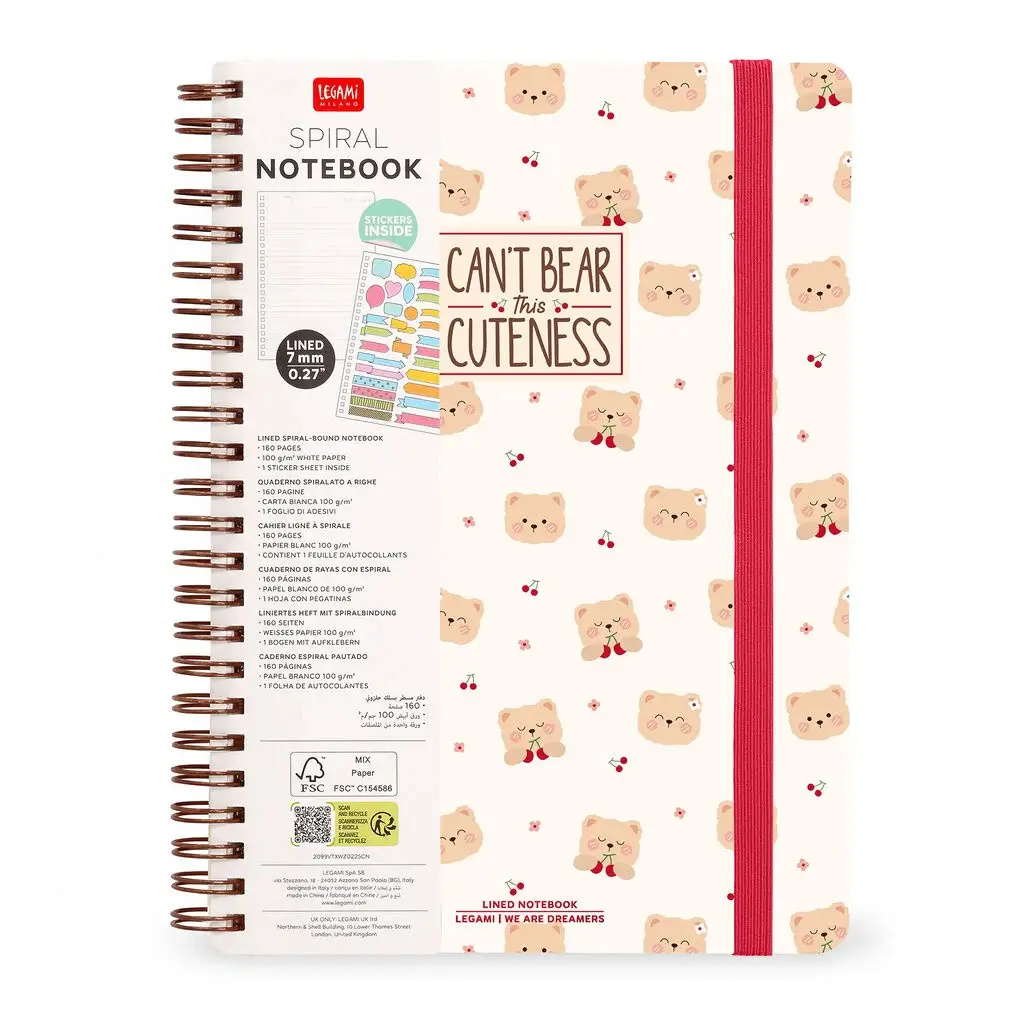 Cuaderno a Rayas Maxi A4 con Espiral Teddy Bear