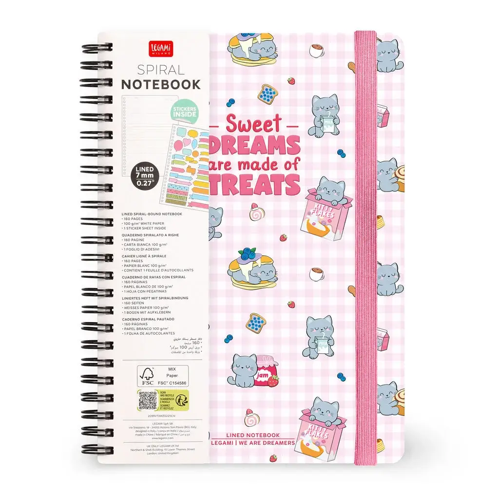 Cuaderno a Rayas A5 con Portada Rígida Kitty