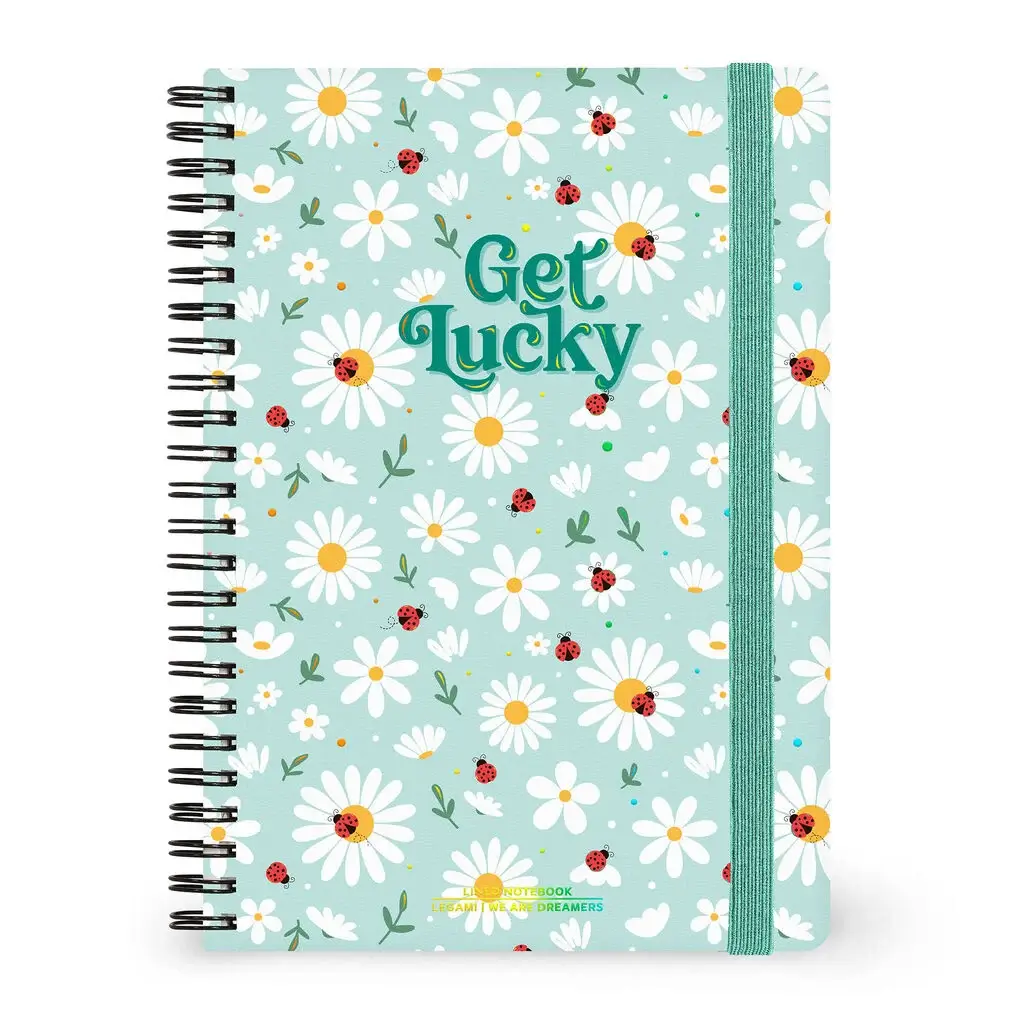 Cuaderno a Rayas A5 con Portada Rígida Ladybug Green