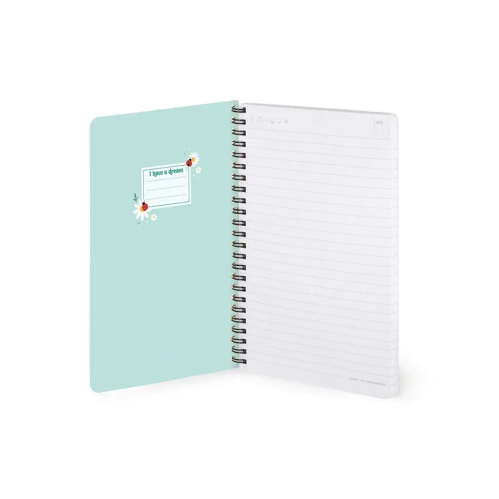 Cuaderno a Rayas A5 con Portada Rígida Ladybug Green