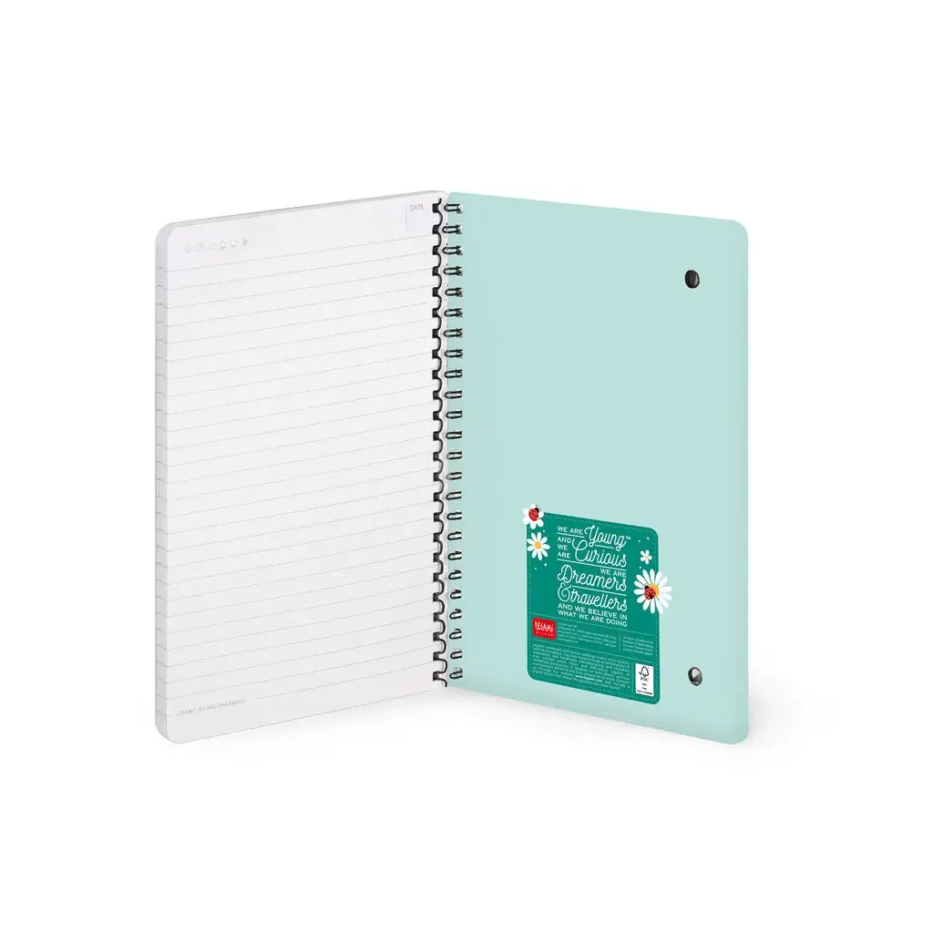 Cuaderno a Rayas A5 con Portada Rígida Ladybug Green