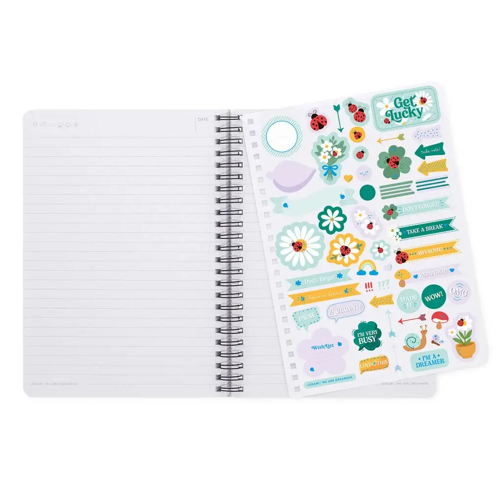 Cuaderno a Rayas A5 con Portada Rígida Ladybug Green