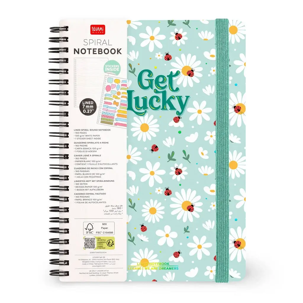 Cuaderno a Rayas A5 con Portada Rígida Ladybug Green