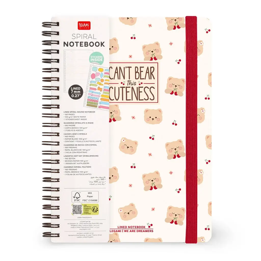 Cuaderno a Rayas A5 con Portada Rígida Teddy Bear