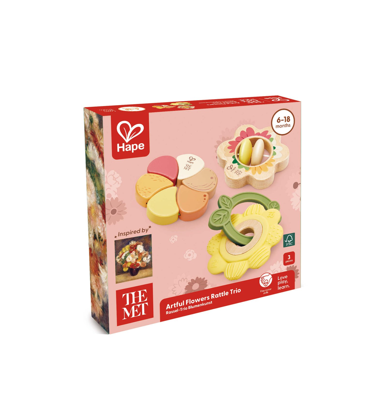 Set de 3 Sonajeros Sensoriales Artful Flowers