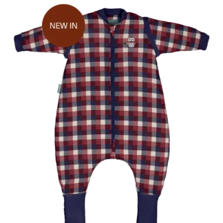 Pijama manta con mangas y calcetines antideslizantes Vichy red and blue TOG 2.5